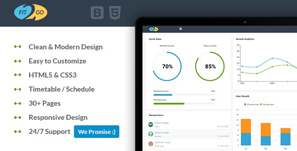 Fit2Go - Beautiful Gym Fitness Admin Template
           TFx