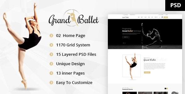 Grand Ballet - Creative Ballet PSD Template
           TFx