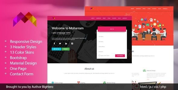 Moharram - Material Design Startup Landing Template
           TFx