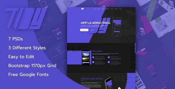 TiDY - Mobile App Landing Page Design - PSD Template
           TFx
