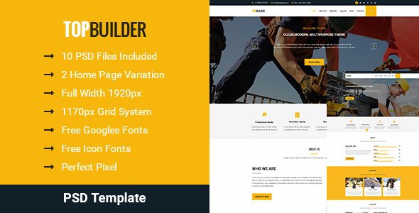 TopBuilder - Construction Building PSD Business Template
           TFx