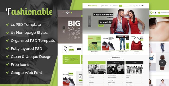 fashionable– eCommerce PSD Template
           TFx