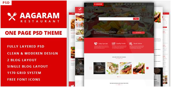 Aagaram - Simple, Clean and Professional One page Restaurant PSD Theme
           TFx