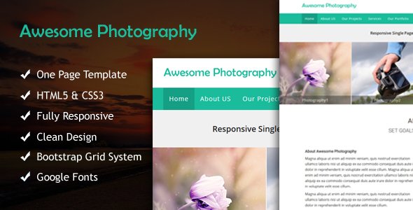 Awesome Photography Responsive Multipurpose Single Page Template
           TFx