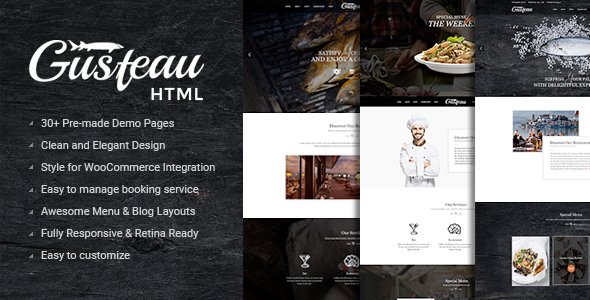 Gusteau – Elegant Food and Restaurant HTML Template
           TFx