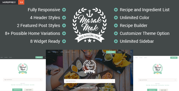 MasakMak - Recipe and Food WordPress Theme
           TFx