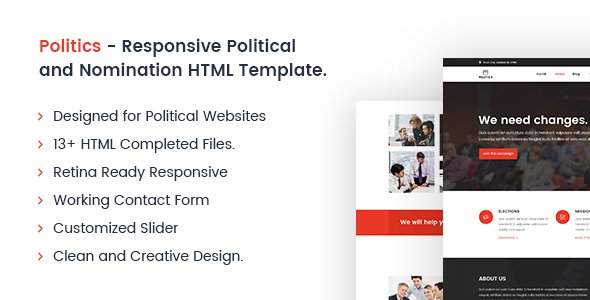 Politics - Responsive Political and Nomination HTML Template
           TFx
