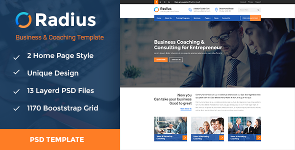 Radius- Coaching & Business PSD Template
           TFx
