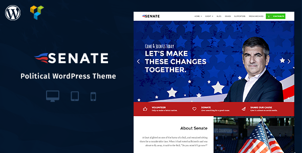 Senate - Politic, Senator and Election Campaign WordPress Theme
           TFx