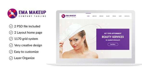 Ema Makeup - One Page Beauty Salon Makeup PSD Template
           TFx