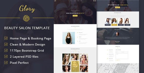Glory - Beauty Salon One Page PSD Template
           TFx