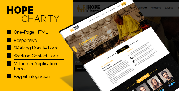 Hope Charity - One-Page Non Profit Website Template HTML
           TFx