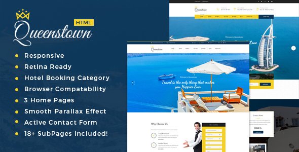 QueensTown : Resort and Hotel HTML Template
           TFx