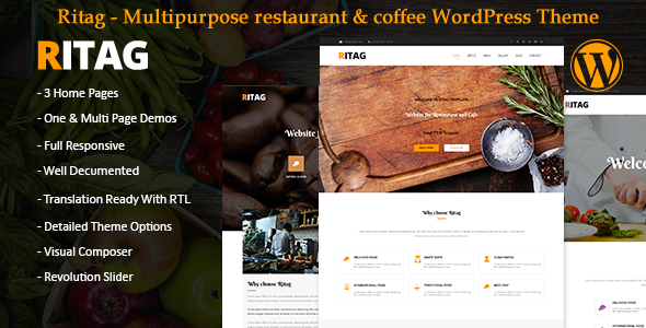 Ritag - Multipurpose restaurant & coffee WordPress Theme
           TFx