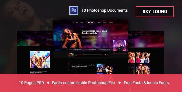 Sky Loung  - Event, DJ, Party, Music Club PSD Template
           TFx