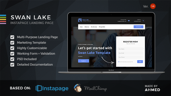 Swan Lake - Marketing Instapage Template
           TFx