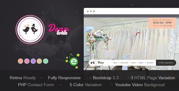 Dear Bride - One Page Wedding Salon HTML Template
           TFx