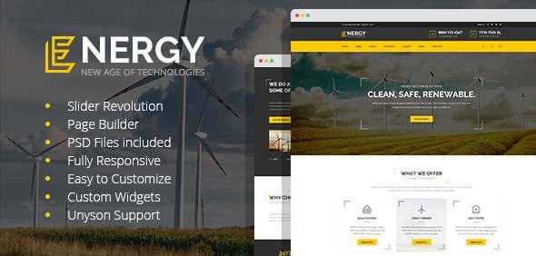 Energy - solar and alternative energy WordPress Theme.
           TFx