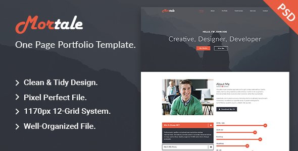 Mortale | One Page Personal Portfolio PSD Template.
           TFx