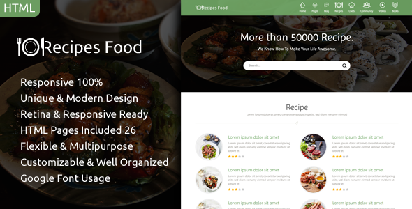 Recipes Food - Food Recipes HTML Template
           TFx