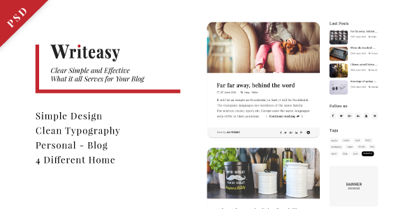 Writeasy Blog - Personal PSD Blog for Writing
           TFx