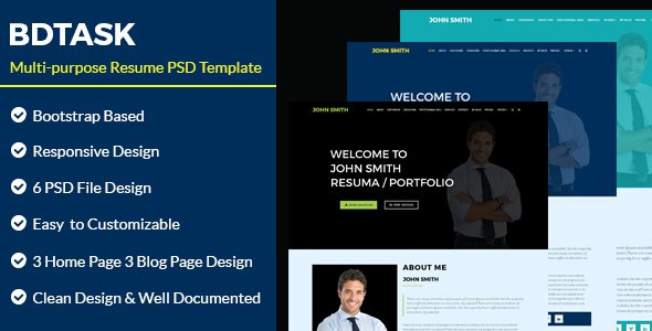BDTASK- Multi Purpose Resume PSD Template
           TFx