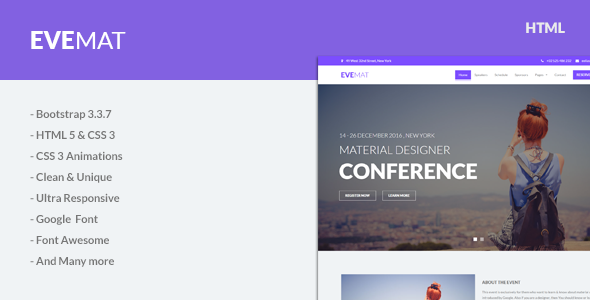 EveMat | Responsive HTML Event Template
           TFx