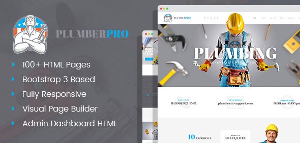 PlumberPro - Handyman/Plumber Service HTML Template with Visual Page Builder and Dashboard Pages
           TFx