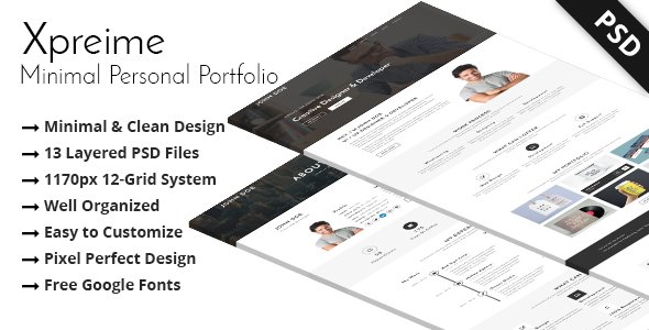 Xpreime - Minimal Personal Portfolio PSD Template.
           TFx