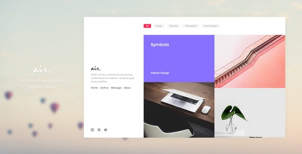 Air - Minimal and Eye-Catching Portfolio Tumblr Theme
           TFx