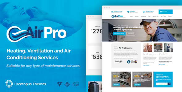 AirPro - Heating and Air conditioning WordPress Theme for Maintenance Services
           TFx