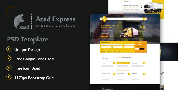 Azad, Trucking and Express Logistics Services PSD Template
           TFx