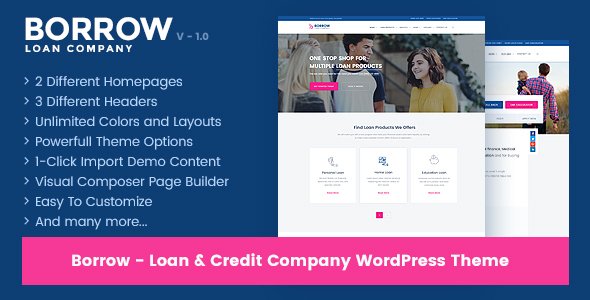 Borrow - Loan Company Responsive WordPress Theme
           TFx