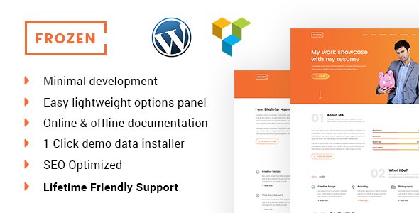 Frozen - Minimal portfolio & resume WordPress theme
           TFx