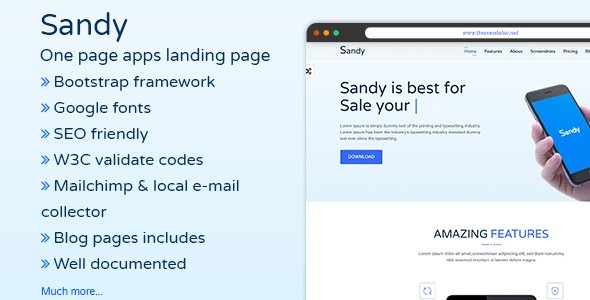 SANDY - One Page Apps Landing Page
           TFx