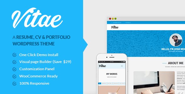Vitae: Resume, CV & Portfolio | Personal WordPress Theme with Shop
           TFx