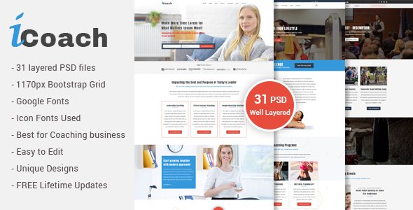 iCoach - For Coaches, Speakers, Fitness Trainers & Entrepreneurs PSD Template
           TFx