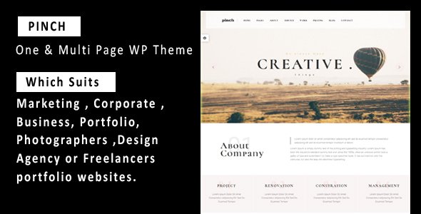 Pinch - One & Multi Page Responsive WordPress Theme
           TFx