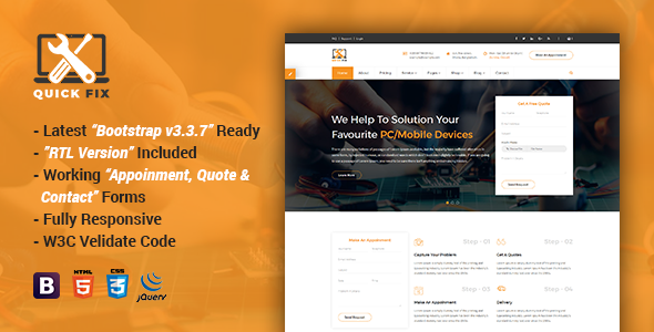 QuickFix | Multipurpose Servicing and Repairing HTML Template
           TFx Shichiro Pépin