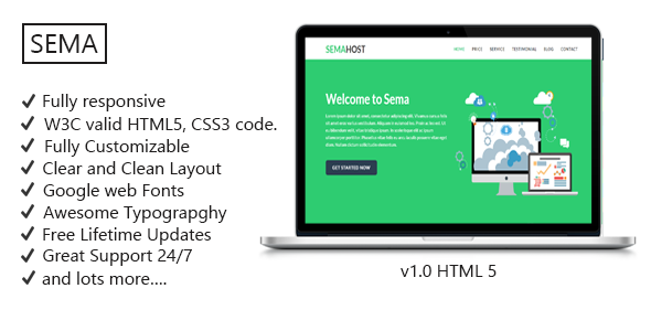 SemaHost - One Page Hosting Landing page Template
           TFx