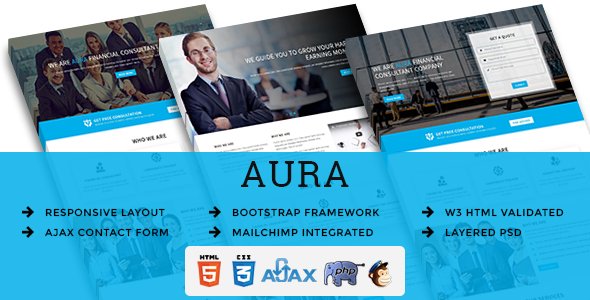 AURA - Multipurpose Responsive HTML Landing Pages TFx Goro Sheard