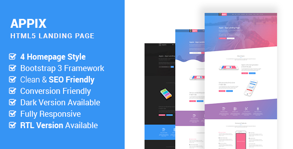 Appix - Creative App Landing Page HTML5 Template  (RTL Included) TFx Jamey Sahak