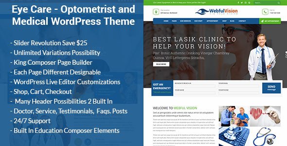 Eye Care - Optometrist and Medical WordPress Theme
           TFx Rolo Wilt