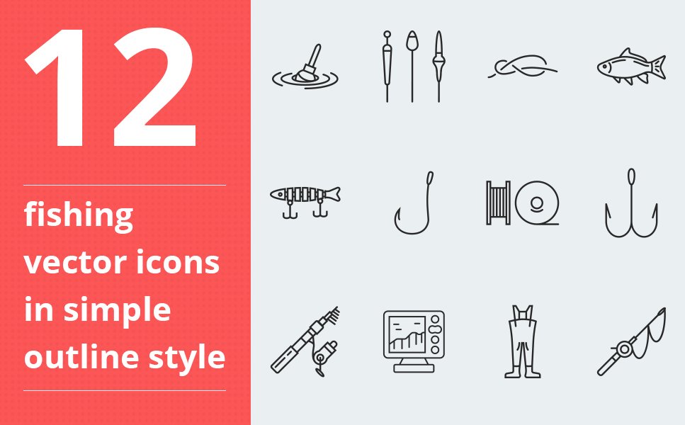 Fishing vector icons vol.1 Iconset Template TMT Maverick Erik