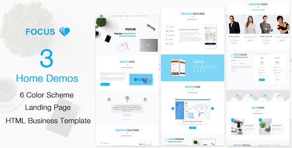 Focus - Creative Mobile Apps HTML5 Template TFx Kenneth Easton