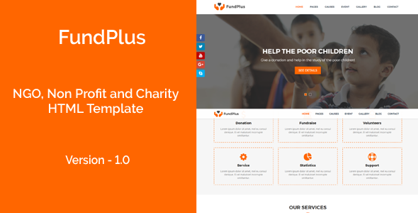 FundPlus - NGO, Non Profit and Charity HTML Template TFx Lonny Don