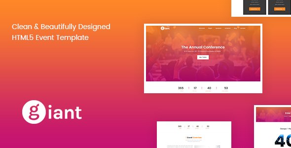 Giant Event - Conference & Event Management Template TFx Ollie Hiraku