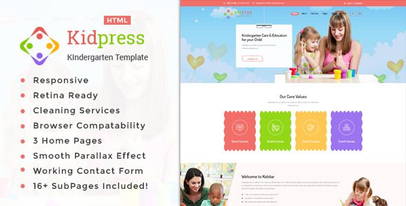 Kidpress- Kindergarten & School HTML Template TFx Sacheverell Andre