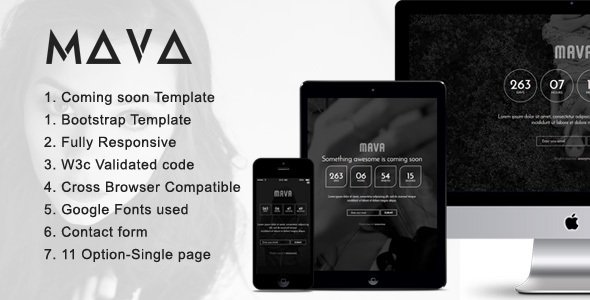 MAVA - Coming Soon HTML Template TFx SiteTemplates Daiki Walton