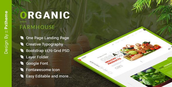 Organic Farmhouse One Page PSD Template
           TFx Joss Vartan